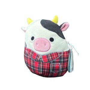 Squishmallows Plaid‎ Connor The Cow Plush Stuffed Animal Toy 8 inch